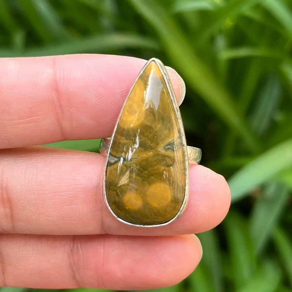 Size‎ 8.25 925 silver plated ocean jasper ring